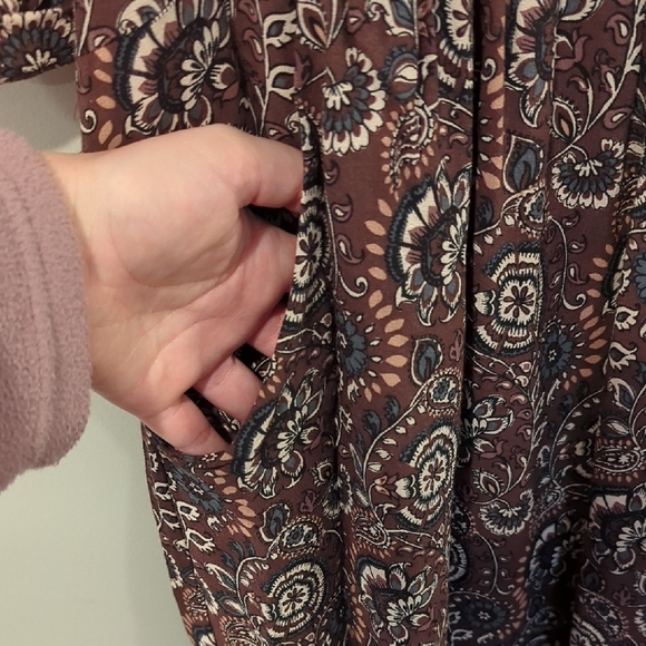 Garnet Hill Dress 3/4 Sleeve‎ size 6 Burgandy Paisley Print - Picture 4 of 12